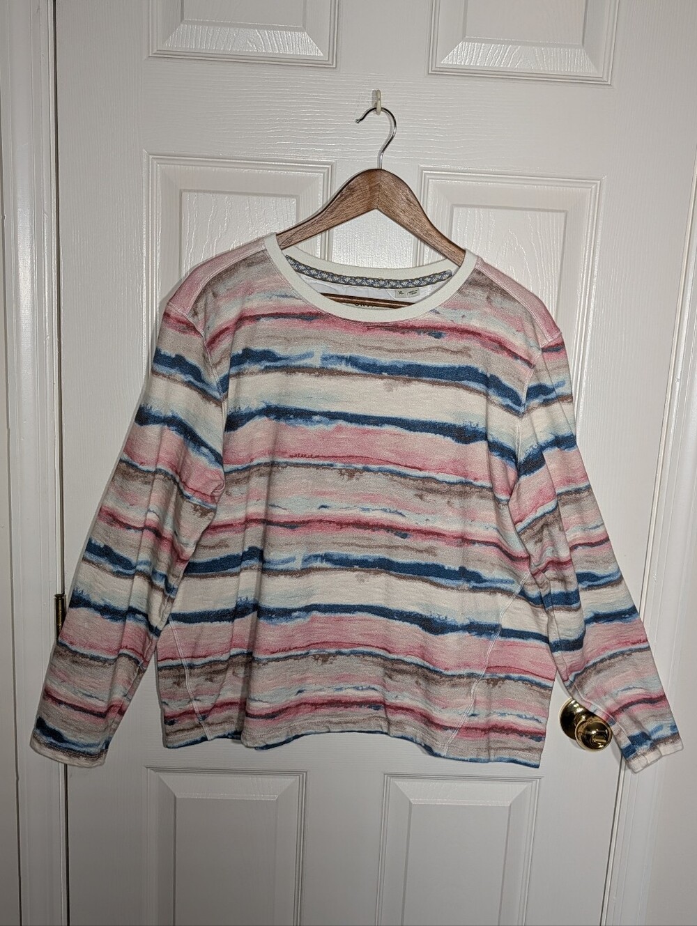 ORVIS Striped Watercolor Sweatshirt in Pink, Blue & Brown